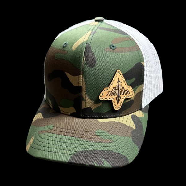 N1 Outdoors Just PassN Through leather patch hat green camo and white