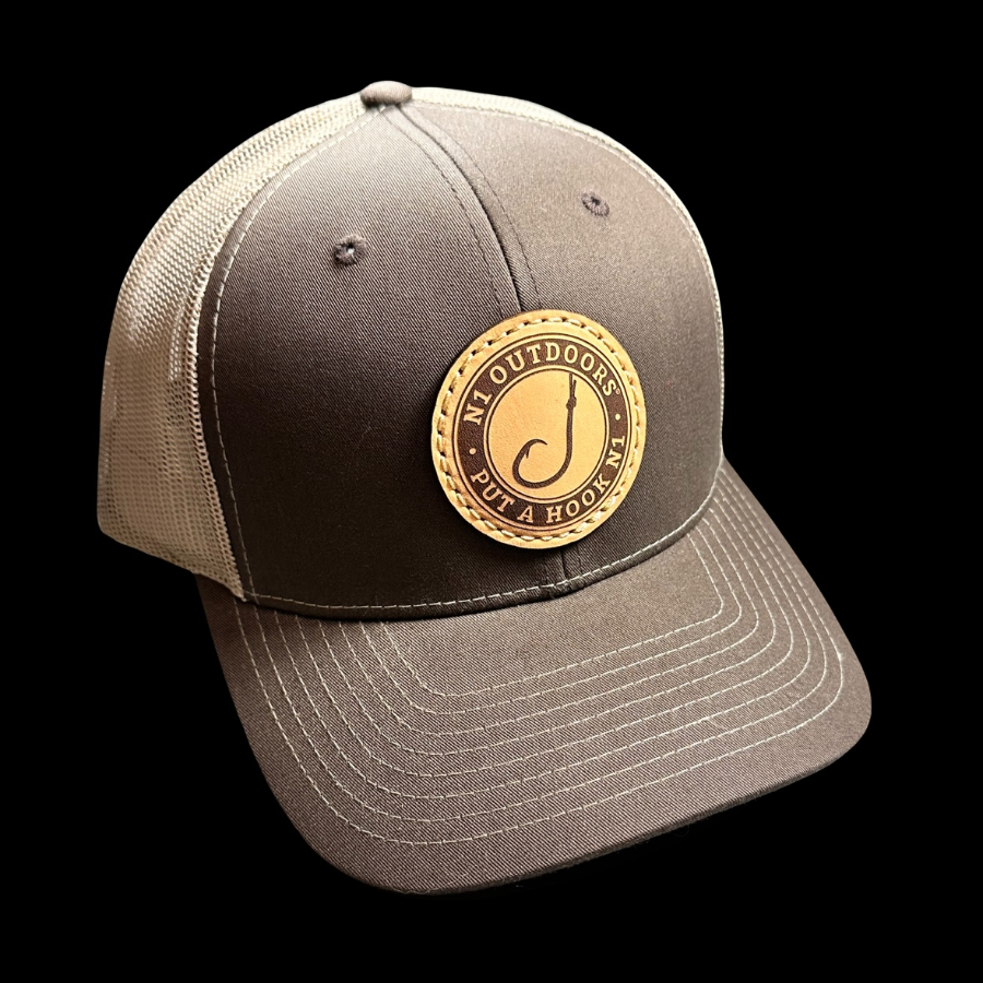 N1 Outdoors® Put A Hook N1™ Fish Hook Leather Patch Hat (Brown/Khaki)