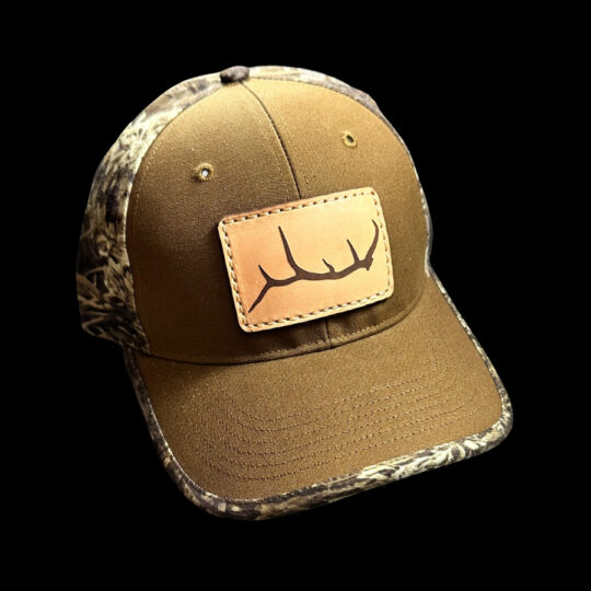 N1 Outdoors elk antler leather patch hat duck cloth camo