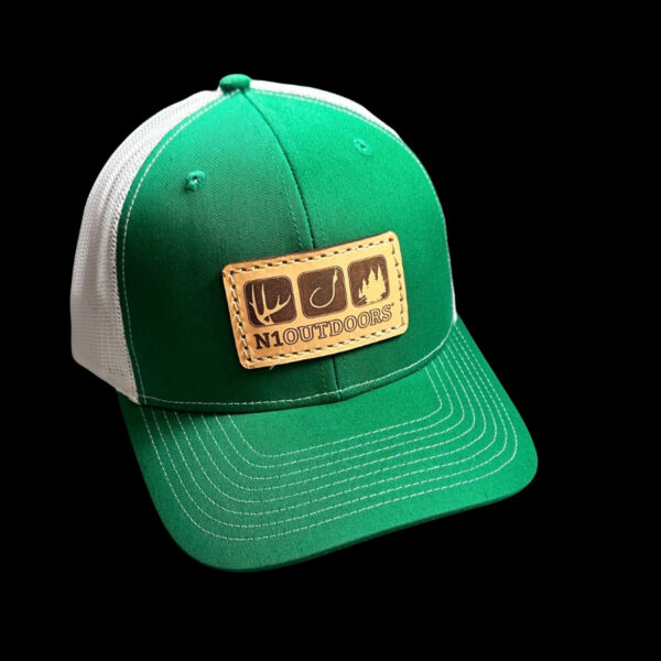 N1 Outdoors flagship leather patch hat kelly green