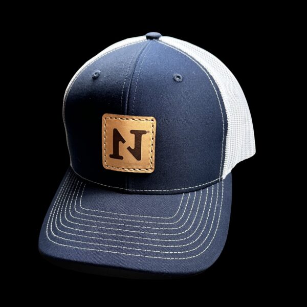 N1 Outdoors logo leather patch hat navy