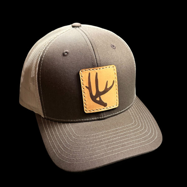 N1 Outdoors whitetail antler leather patch hat brown and khaki