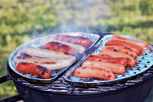 hotdogs on grill