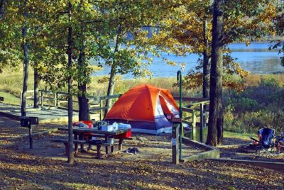 tent camping at campground
