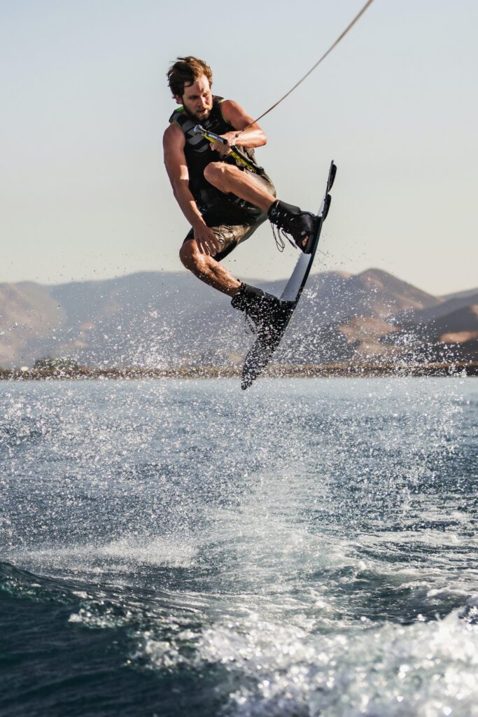 wakeboarder in mid air