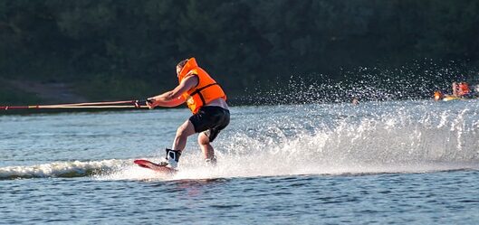 wakeboarder with life jacket on