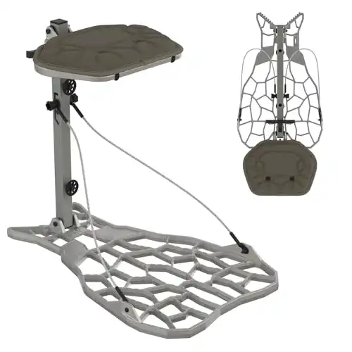 NOVIX Helo Ultra Lightweight Hang On Tree Stand - Cast Aluminum Platform Lock On Tree Stand w/Seat Cushion, Adjustable Seat - Secure Hang on Stand. Made in USA