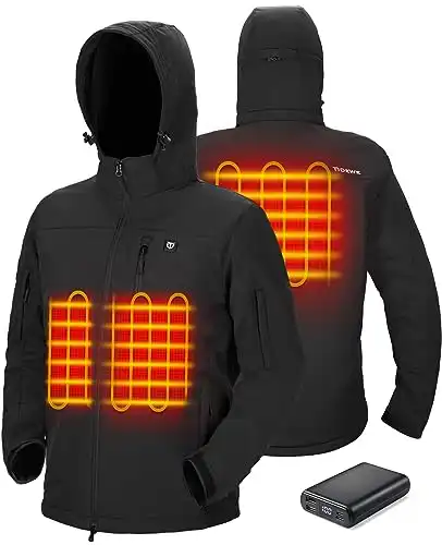 TIDEWE Heated Jacket for Men with Battery Pack, Heated Coat (Black, Size L)