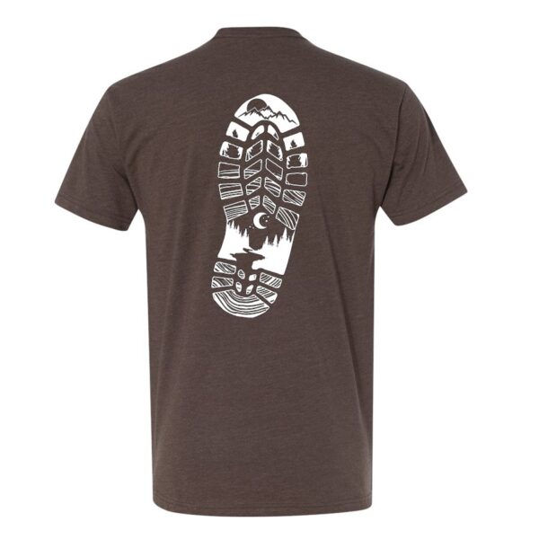 Outdoor Npressions boot print tee from N1 Outdoors espresso front