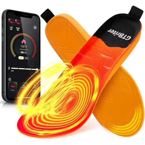 Heated Insoles for Men Women APP Control 3500 mAh Rechargeable Heated Shoe Insoles Up to 13 Hours Heating Insoles Foot Warmer for Hunting Outdoor Work Hiking Camping-L