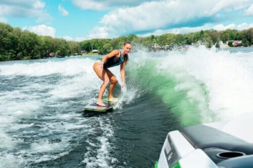 girl wakesurfing