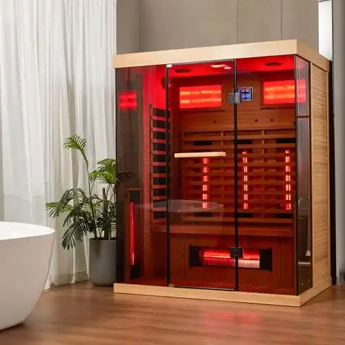 MELLCOM 2-3 Person Infrared Sauna, Home Sauna with Carbon Tubes & Panels, 10 Minutes Warm Up