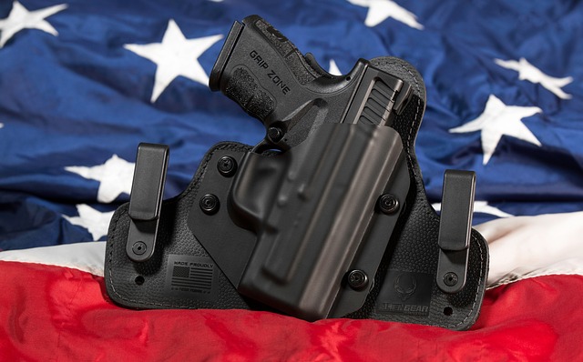 handgun and USA flag