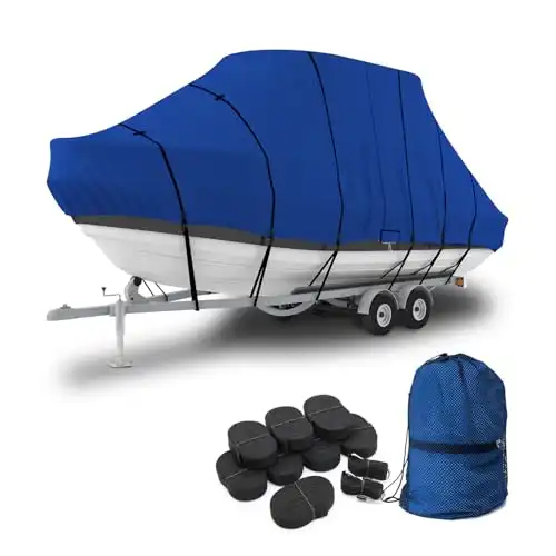 Seal Skin Trailerable T-Top Boat Cover, up to 28'ft Long and 108" Beam Width Center Console Boat with T TOP Roof, Waterproof 600D Heavy Duty, UV, Fade Resistant TTOP Boat Cover