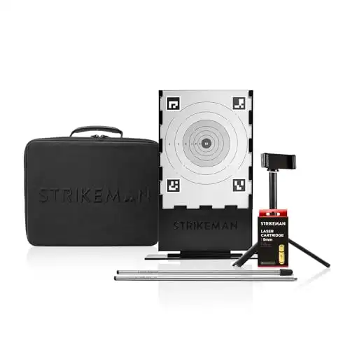 Strikeman 9mm Marksman Kit Ultimate Dry Fire Training Companion, All-in-One Solution Includes Carry Case, 3-Piece Target, Phone Mount w/Tripod & a Laser Cartridge