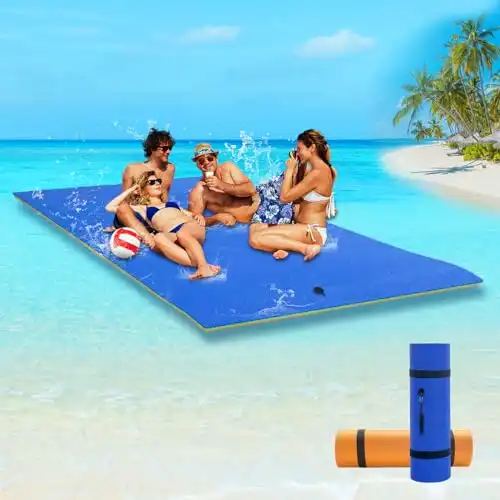 Floating Mat, 9/12/18 X 5Ft Water Floating Mat Pad for Lake, Extra Large Floating Island, 3-Layer Tear-Resistant Xpe Foam, Multiple Size, Float Water Mats for Boating for Lake, Ocean (9X5, Blue)