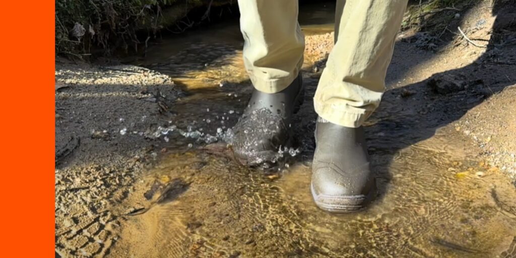 woody sport ankle boot walking in creek 2