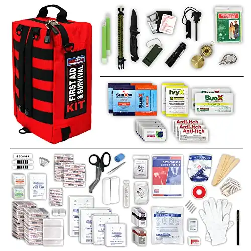 Ever-Ready Industries Outdoor Adventure First Aid & Survival Kit with Tools & Outdoor Protection- Exceed OSHA Guidelines and ANSI 2009 Standards - 211 Pieces