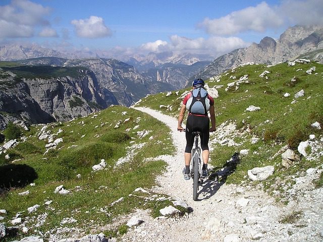 bikepacking on mountain road
