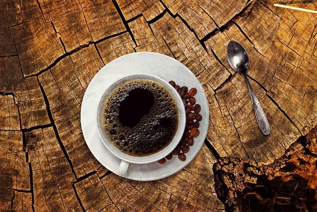 coffee on a wood stump