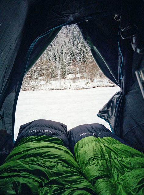 camping tent and 2 sleeping bags