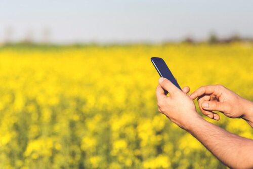 outdoor tech phone in field