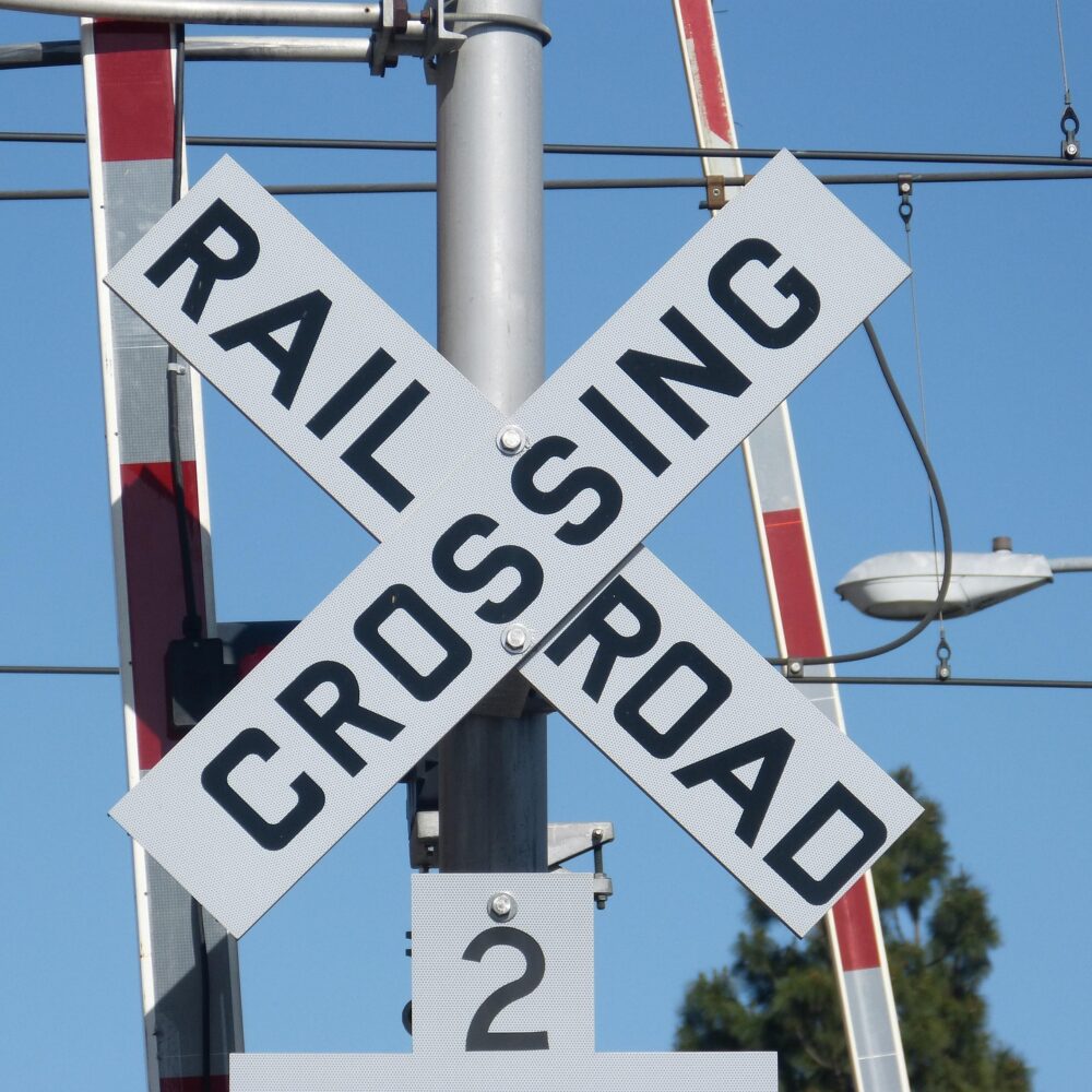 crossbuck sign 2 tracks