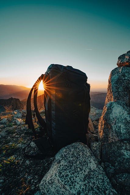 hiking backpack at dusk