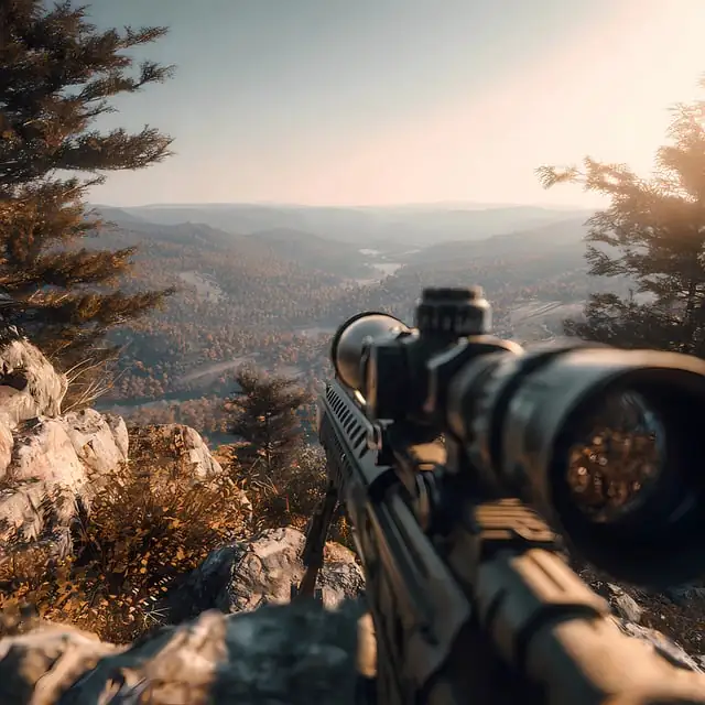 rifle pointed from high point