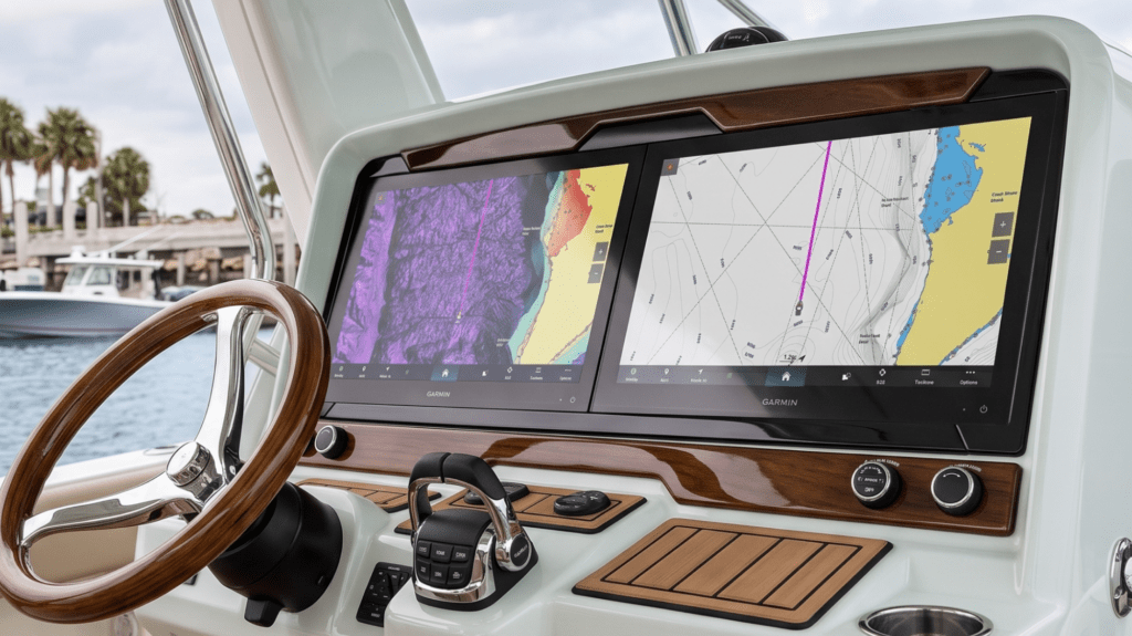 4k fish finder in boat dash