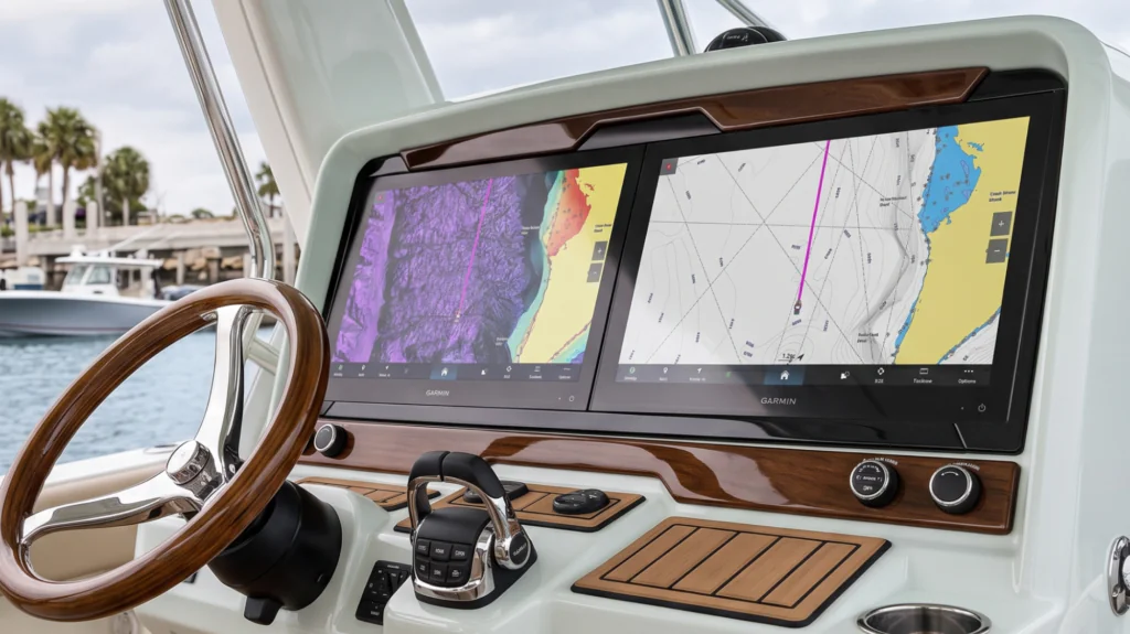 4k fish finder in boat dash