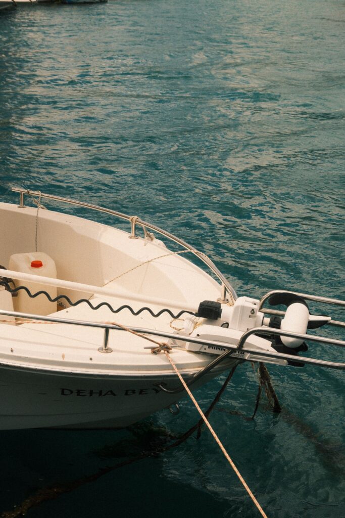 front of a boat with trolling motor