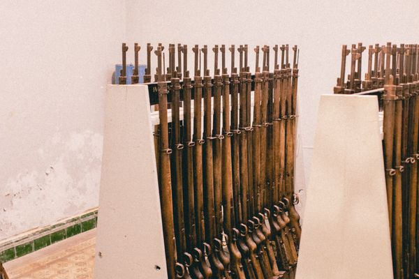 rack of old rifles